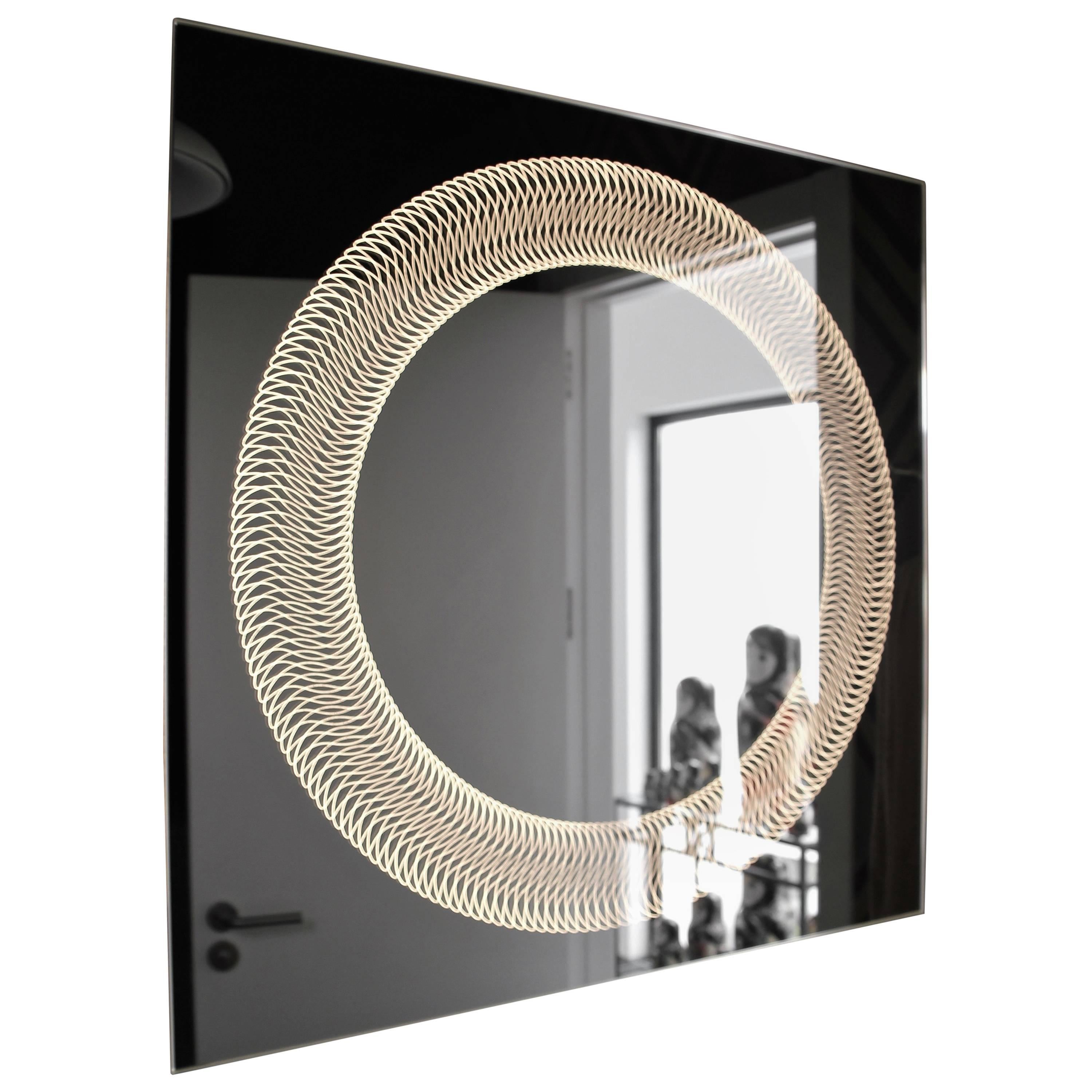 In Stock Etched Frameless Back Illuminated Glazz Cosmic Bathroom Mirror For Sale