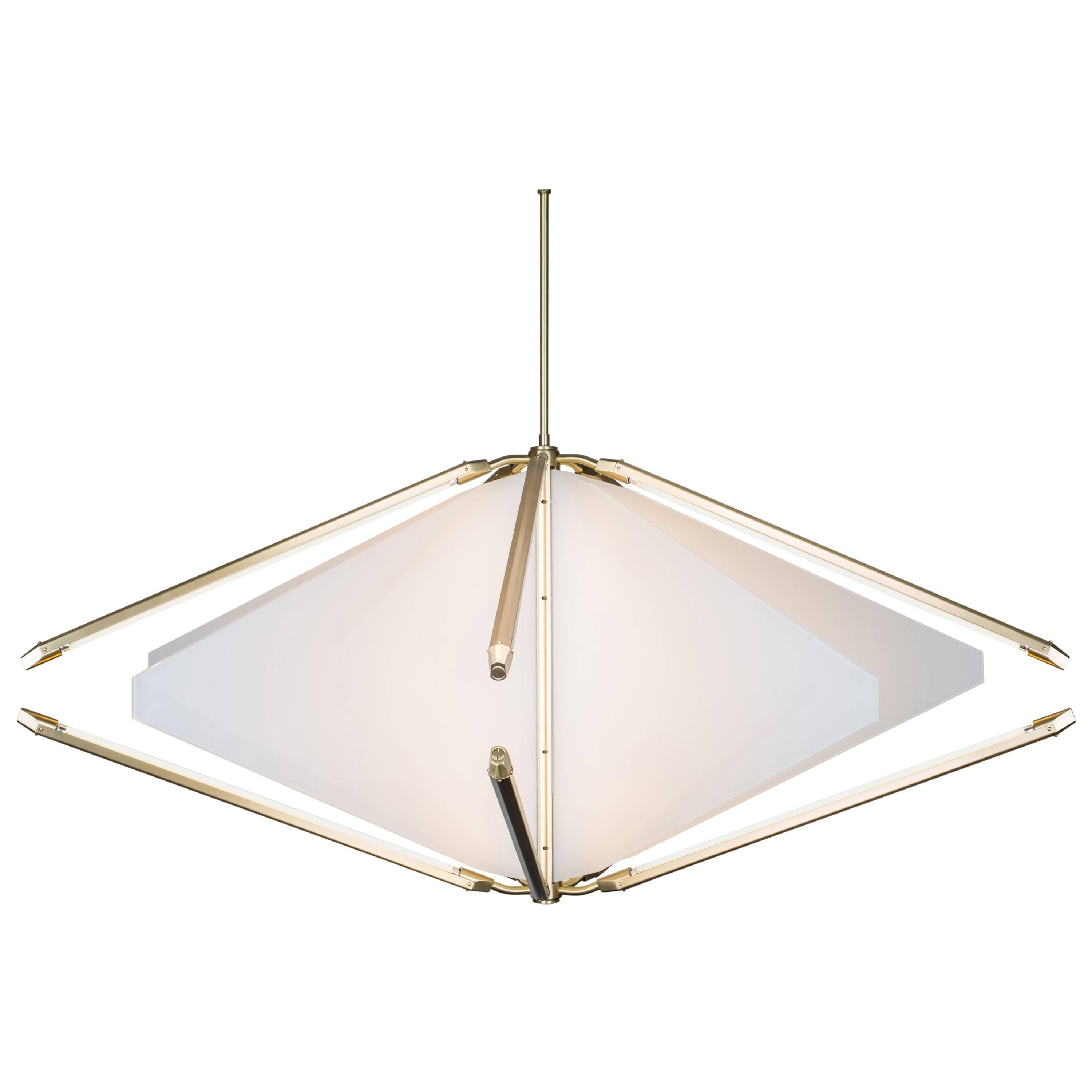 Bec Brittain Echo 2: White Glass and Brass Led Chandelier