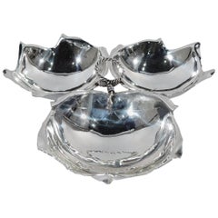 Classic Sciarrotta American Sterling Silver Three-Leaf Condiment Server