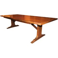 Large Oak Slab Trestle Table