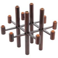 Vintage Mid-Century Modern Scandinavian Folding Candle Holder in Rosewood