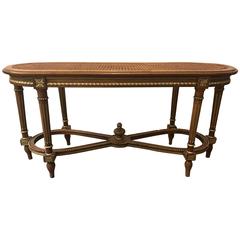 French Carved Cain Seat Louis XVI Style Bench