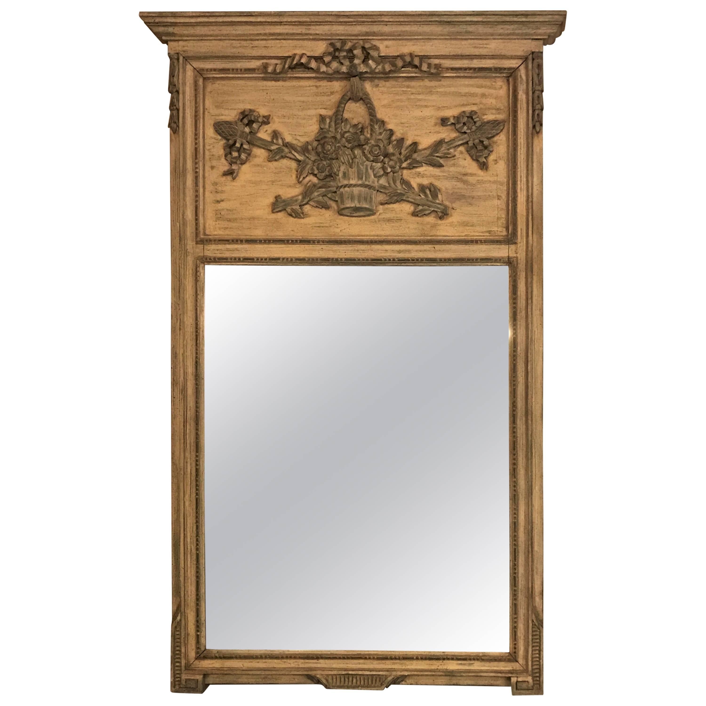 French Trumeau Mirror Paint Decorated