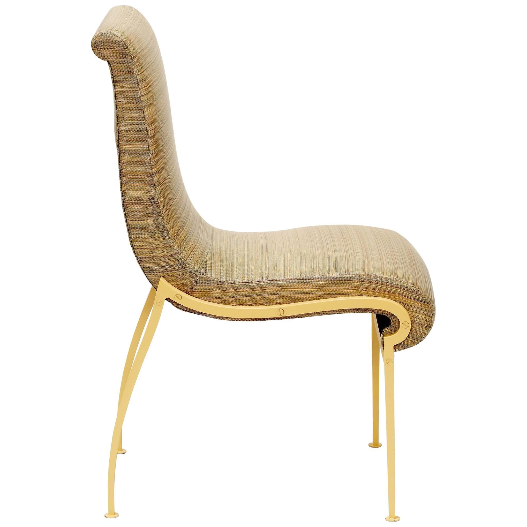 Sinuous Side Vanity Chair by André Arbus and Executed by Gilbert Poillerat For Sale