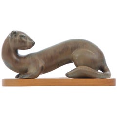 Skandinavischer Mid-Century-Modern- Ferret aus Keramik von Gunnar Nylund