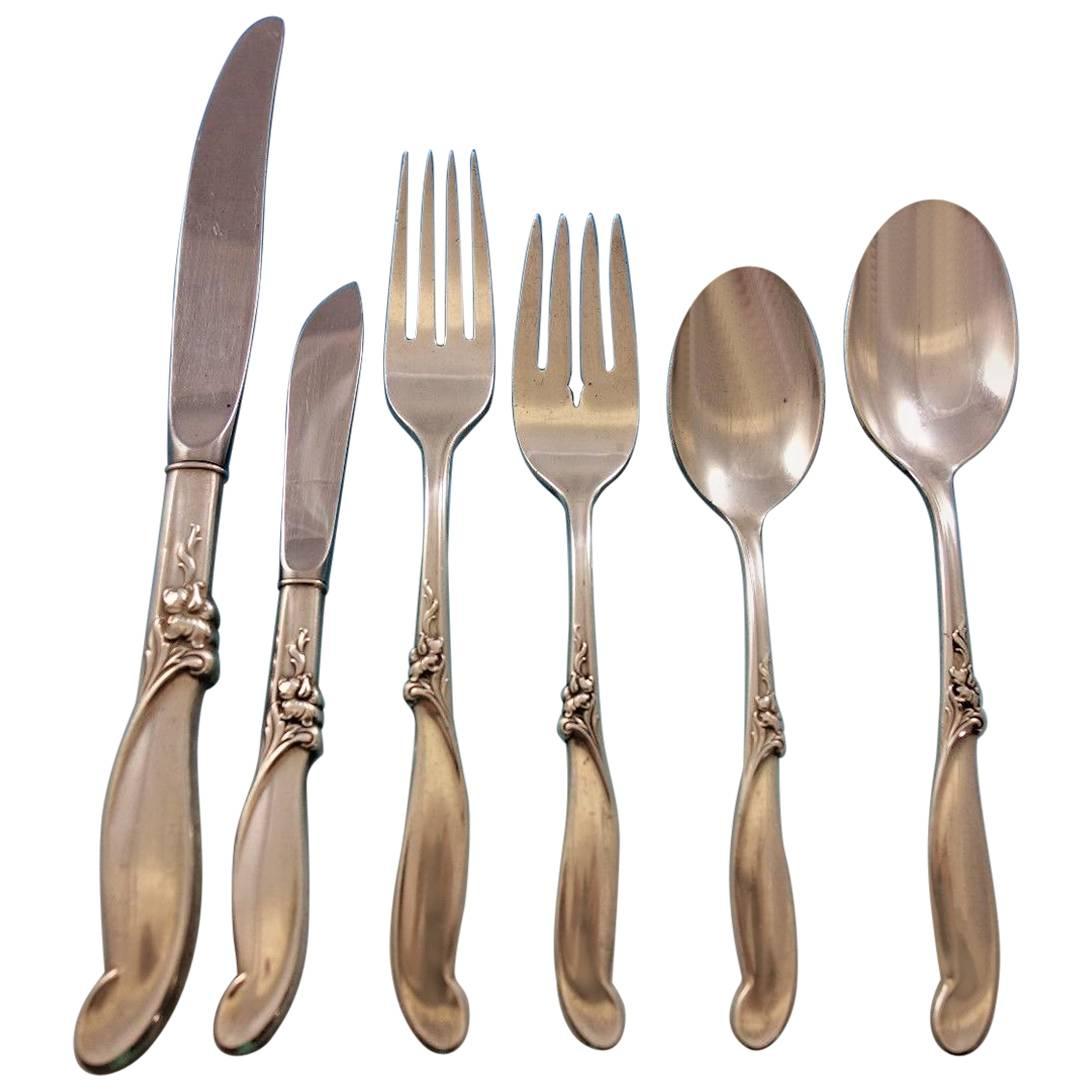 Silver Melody by International Sterling Silver Flatware Set for 8 Service 53 Pcs For Sale