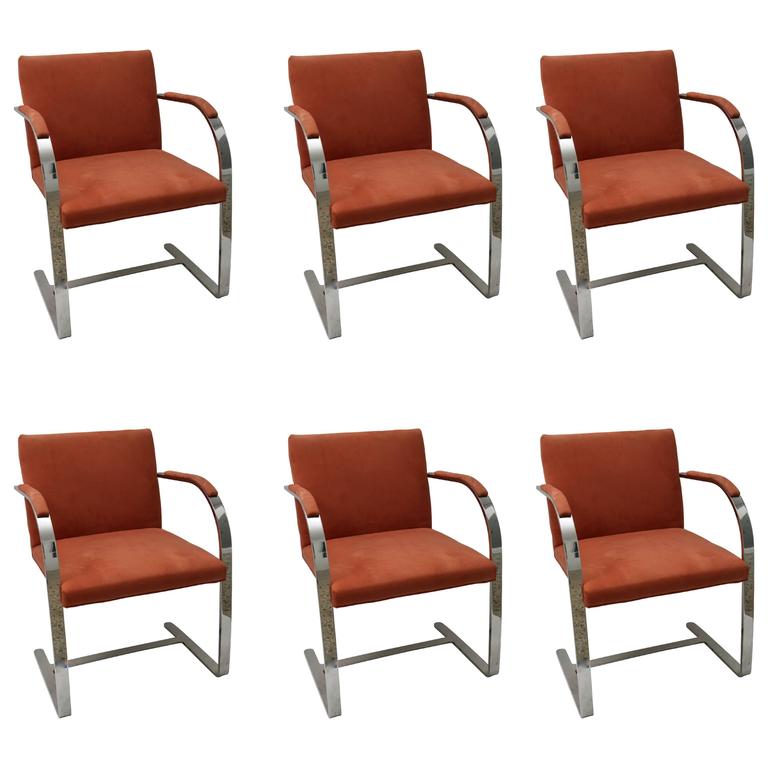 Set of Six Polished Steel Arm Chairs For Sale at 1stdibs