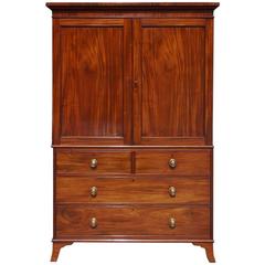English Regency Figured Mahogany Graduated Linen Press, Circa 1790 10