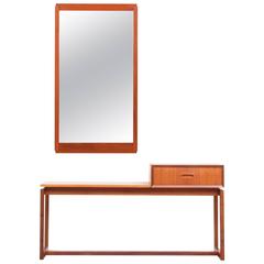 Mid-Century Modern Scandinavian Bench and Mirror in Teak Mid-Century Modern Scandinavian Bench and Mirror in Teak