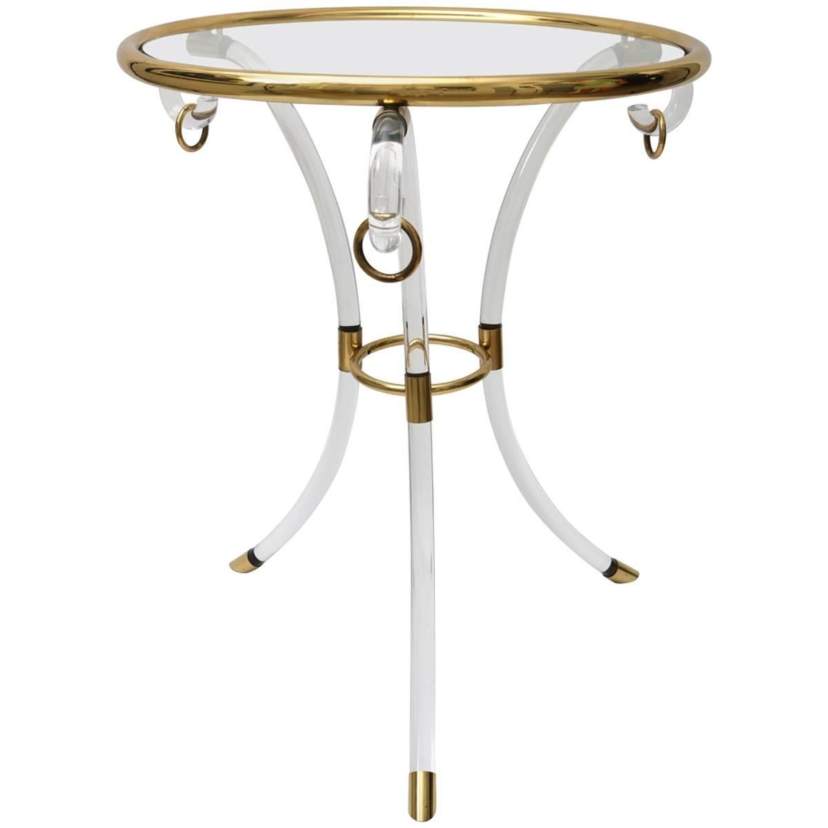  Charles Hollis Jones Lucite and Brass Gueridon Table