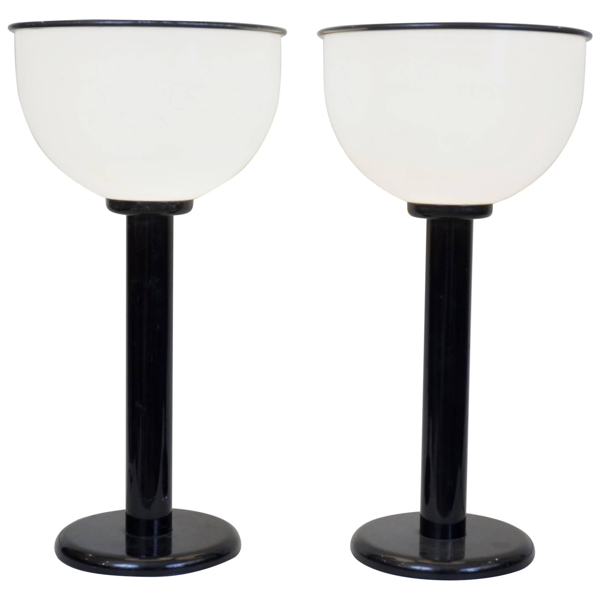 1980 Metal and Plexiglas Pair of Table Lamps For Sale