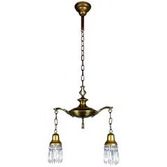 Two-Light Colonial Revival Style Pan Fixture with Crystal