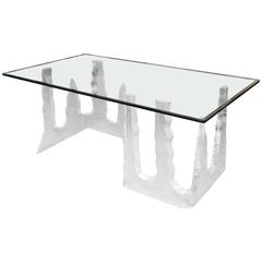 Lucite Dining Table or Executive Desk, Midcentury, Can Support Larger Glass Top