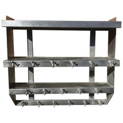 Vintage Industrial Brushed Steel Gymnasium Wall Mount Shelf Unit Coat Rack