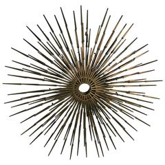 Gorgeous Brutalist Goldtone Metal Starburst Wall Sculpture