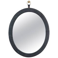 Leather Oval Mirror by Jason Koharik for Collected By