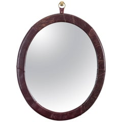 Leather Oval Mirror by Jason Koharik for Collected By