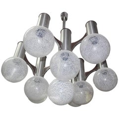 Vintage Sculpture Chandelier Sciolari , glass, metal, Italian design 1970