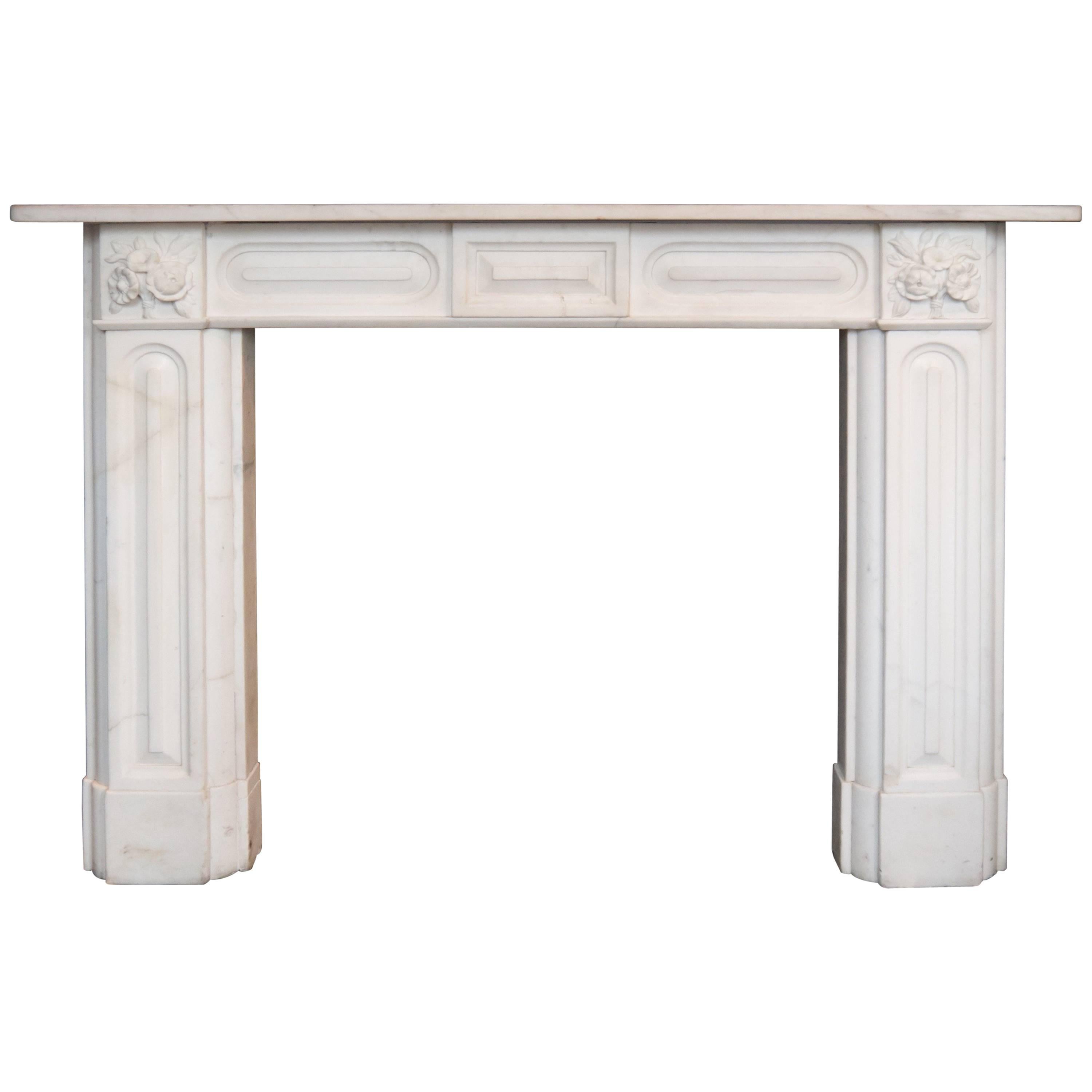 Antique Regency Statuary White Marble Fireplace For Sale