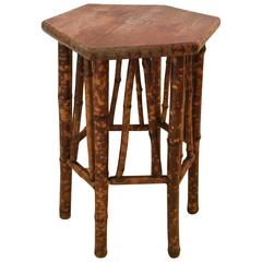 Unusual Hexagonal Authentic Bamboo Side or Drinks Table