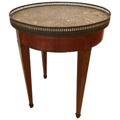  French Mahogany, Satinwood, Brass and Marble Directoire Side Drinks Table