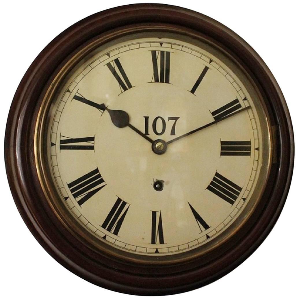 Early 20th Century Dial Wall Clock in Walnut Case For Sale