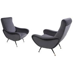 Pair of 20th Century Italian Velvet Armchairs, 1960s 2