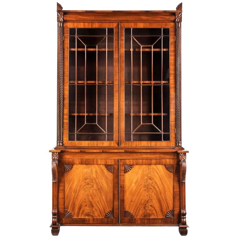 Regency Period Mahogany Bookcase With Matching Flared Panels To The Regency Period Mahogany Bookcase With Matching Flared Panels To The Bottom Doors For