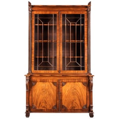 Regency Period Mahogany Bookcase with Matching Flared Panels to the Bottom Doors