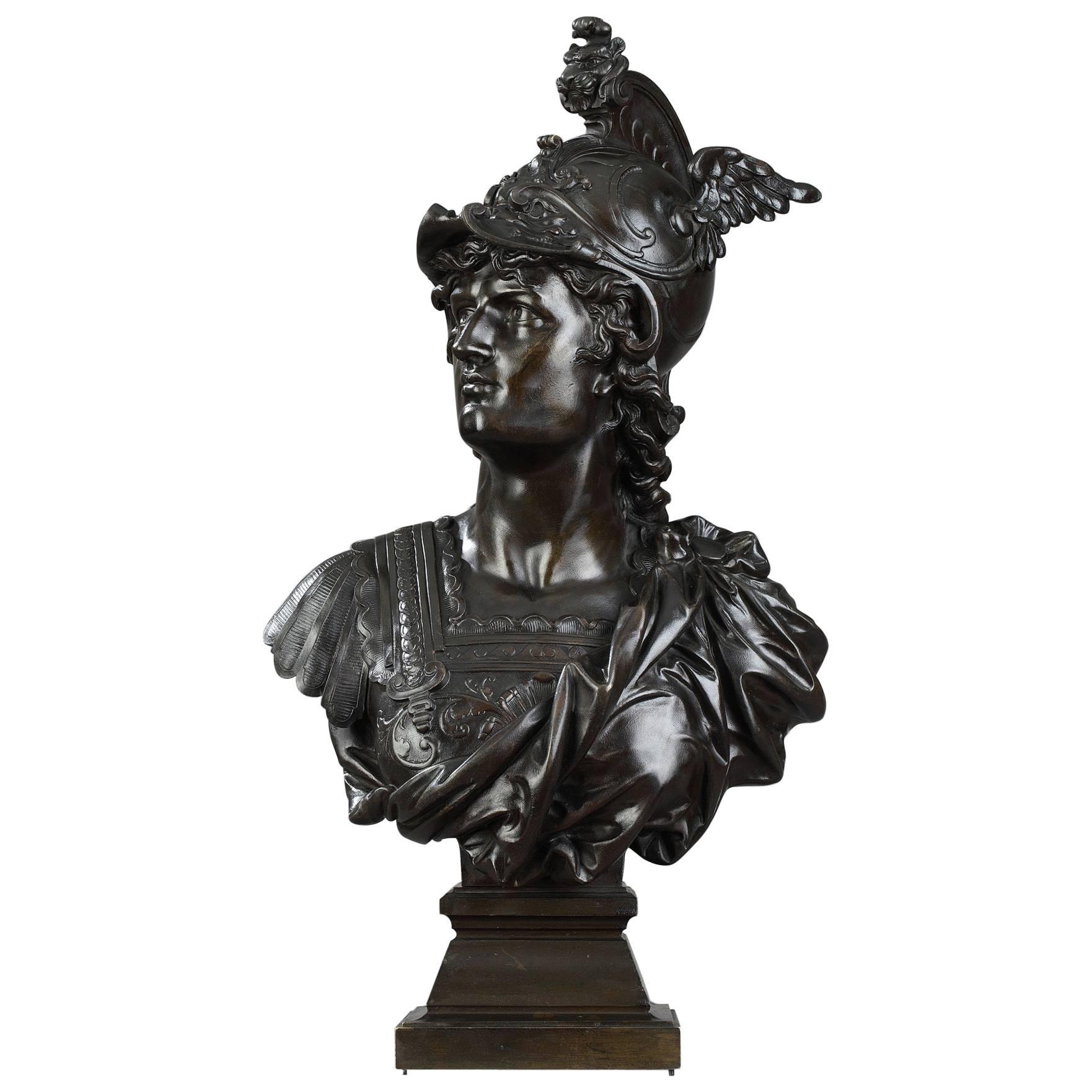 19th Century Bronze "Mercury Bust" by Eutrope Bouret, French, 1833-1906