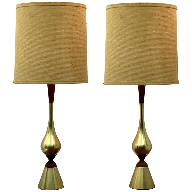 Elegant Pair Of Tall Table Lamps By Westwood Industries Circa 1955