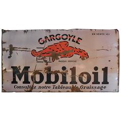 French Mobiloil/Gargoyle Enamel Advertising Sign from 1930