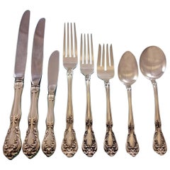 Chateau Rose by Alvin Sterling Silver Flatware Set for 8 Dinner Service 74 Pcs