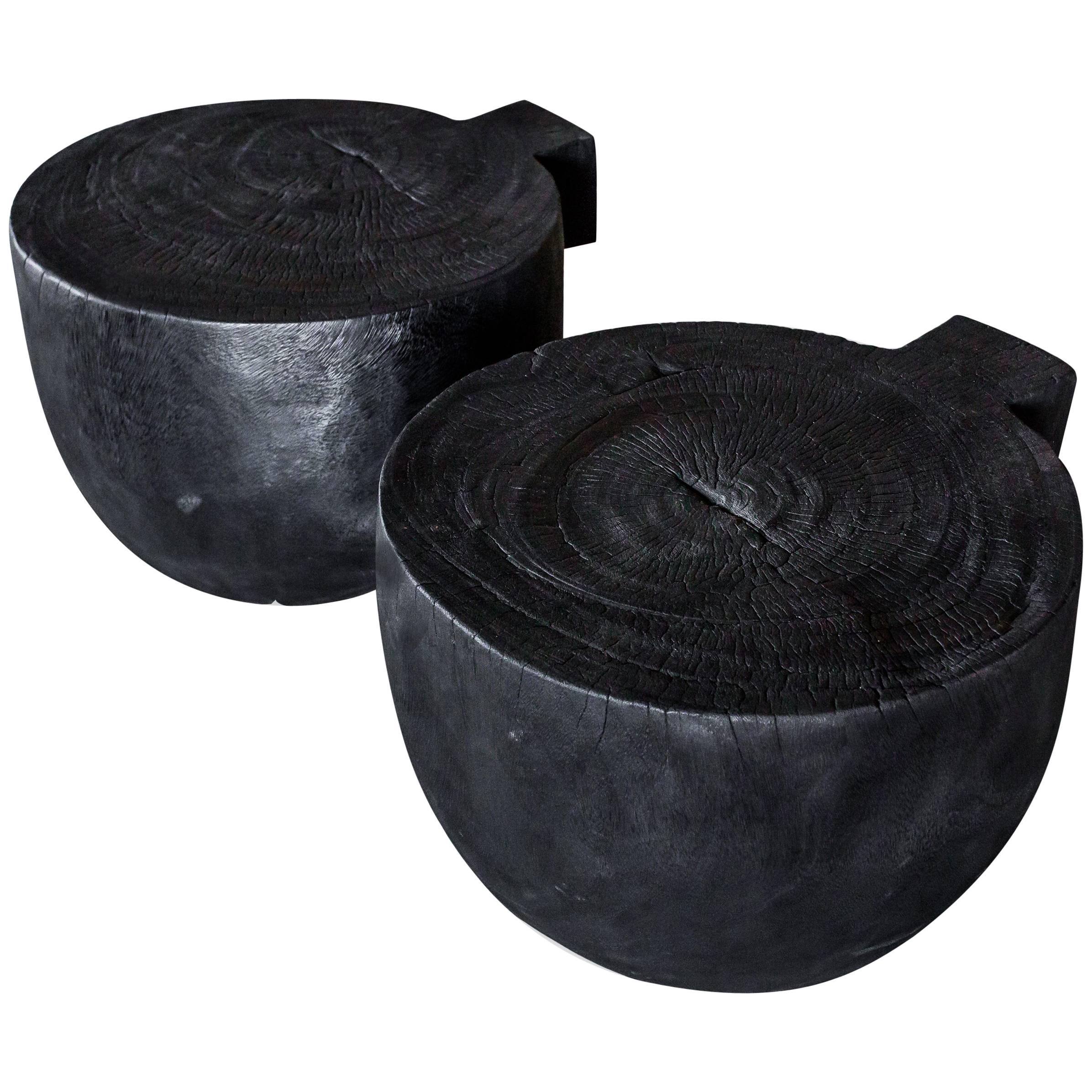 Pair of Burnt Stool For Sale