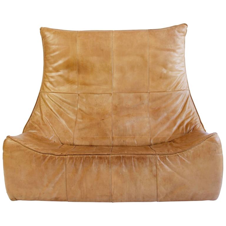 Leather Two-Seat "Rock" Sofa by Gerard Van Den Berg for Montis For Sale