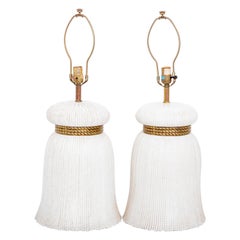 Retro Pair of Ceramic Tassel Lamps