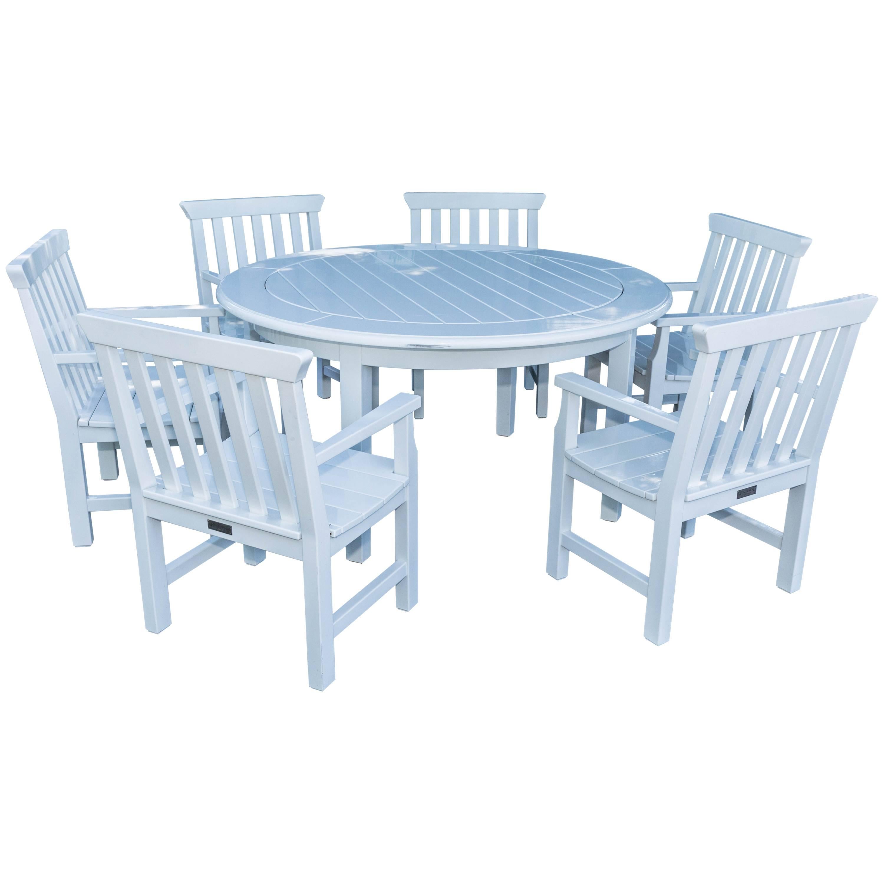 Islesboro Round Dinning Table and Six Armchairs, by Weatherend