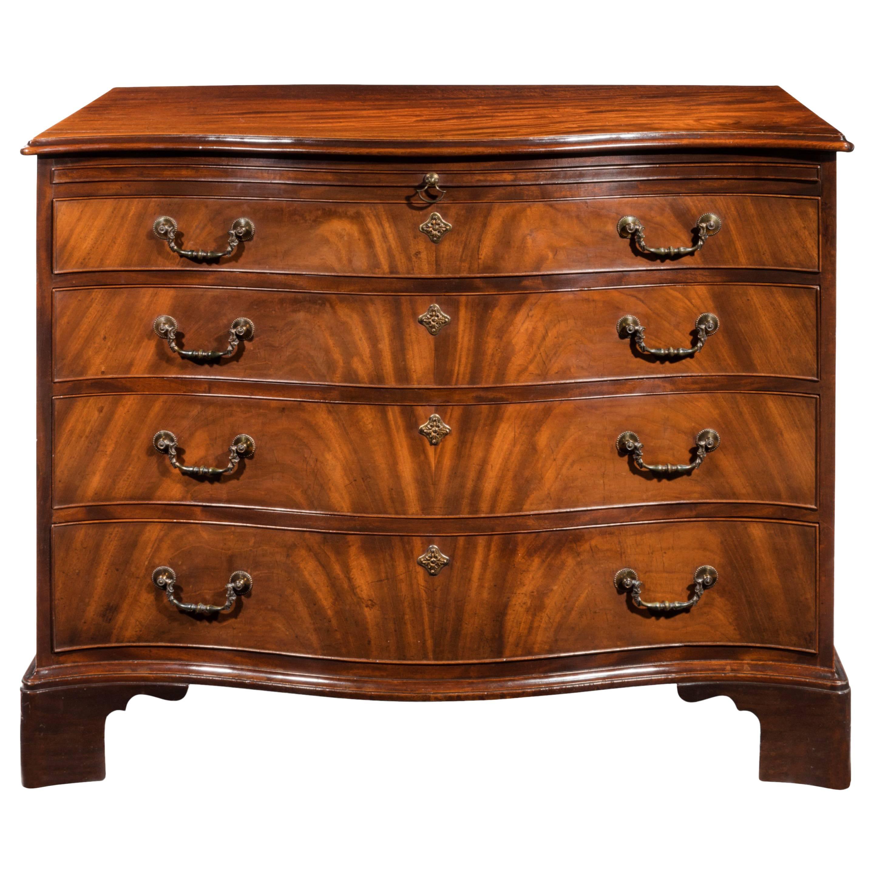 Chippendale Period Mahogany Serpentine Commode Chest For Sale