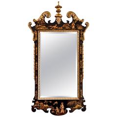 Baroque style Gilded and Black Japanned Mirror, 20th century