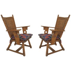 Pair of Old Hickory Plaid Armchairs