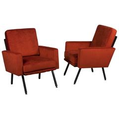 Pair of Guariche Style Armchairs, French, 1950s