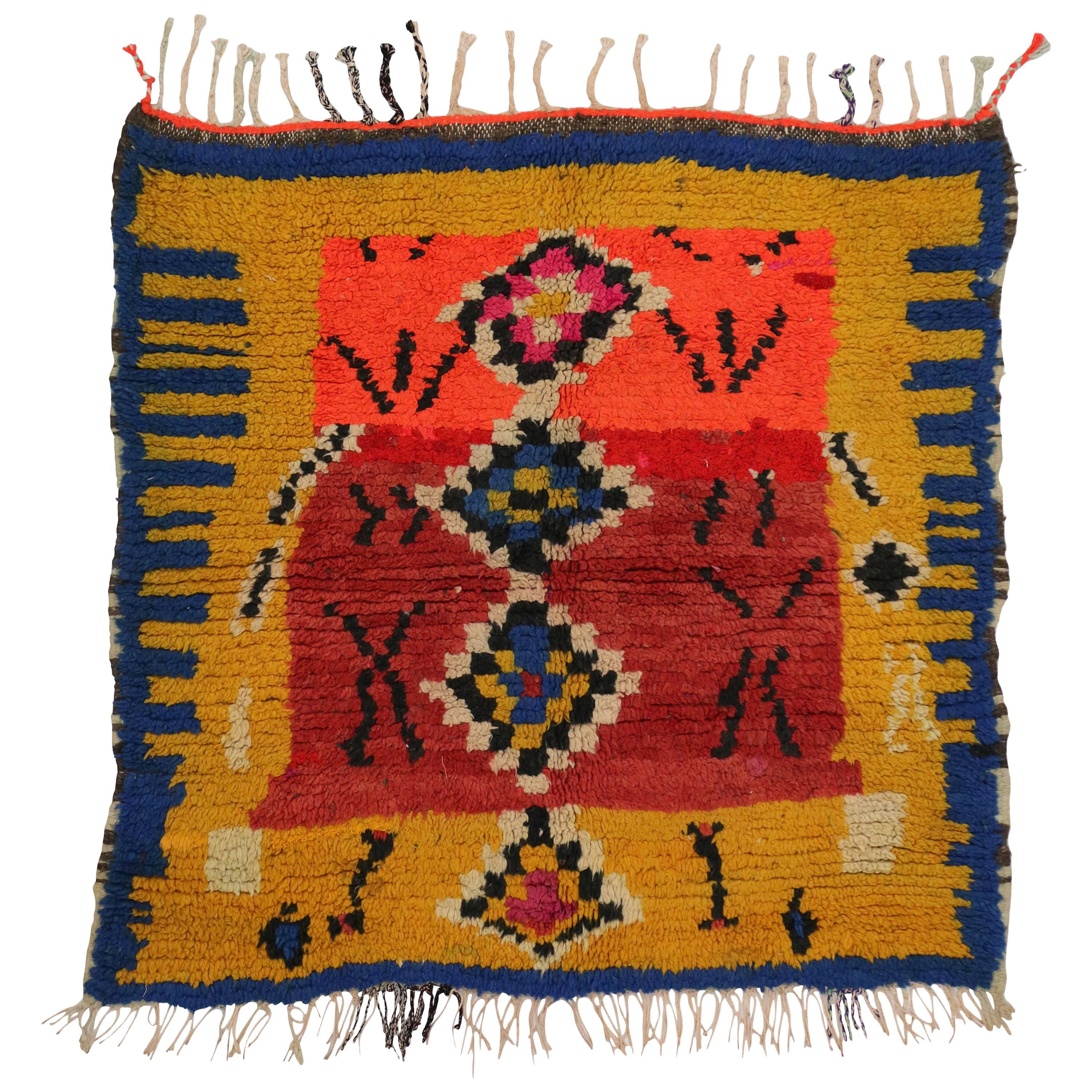 Vintage Berber Moroccan Rug with Tribal Design