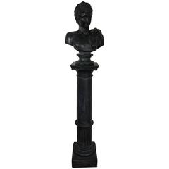 Grand Tour Bronze Bust of Hermes on Marble Pedestal