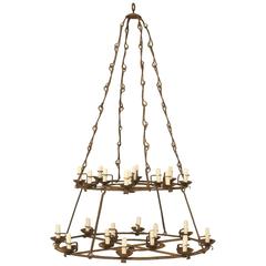 Antique French Wrought-Iron Chandelier from a Chateau 11
