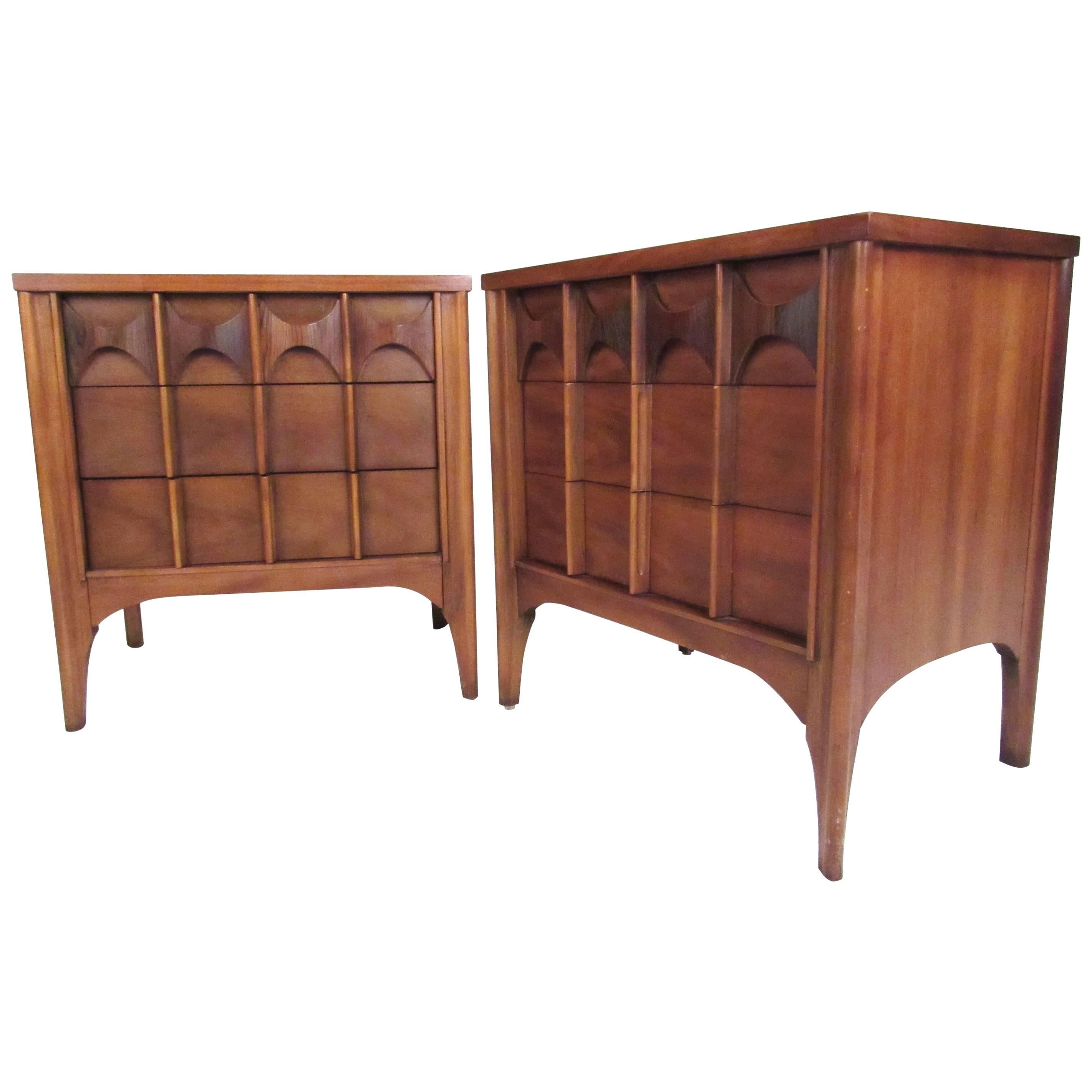 Kent Coffey "Perspecta" Series Walnut Nightstands