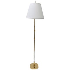  Adjustable Floor Lamp in Polished Brass and Lucite