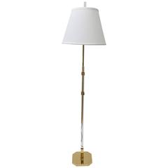 Charles Hollis Jones Style Adjustable Floor Lamp in Polished Brass and Lucite 5
