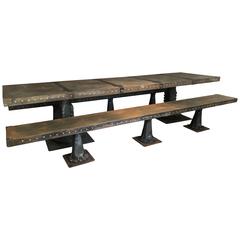 Substantial Industrial Steel Banquet Table and Benches 10