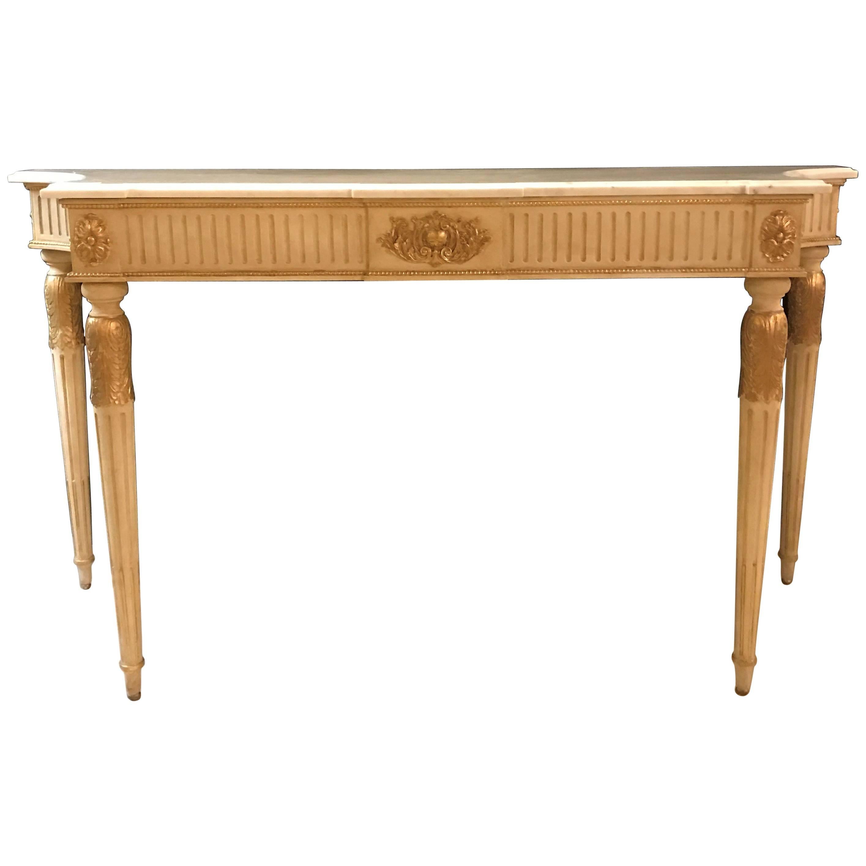 Hollywood Regency Maison Jansen Style Marble-Top Console