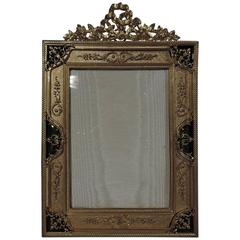 Antique French Bronze Dore and Green Enamel Picture Frame